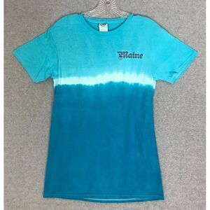Vintage Maine T Shirt‎ Adult Small Blue Tie-Dye Embroidered Logo Short Sleeve